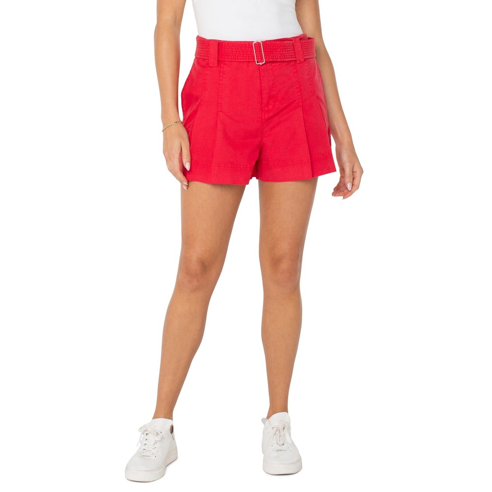 Liverpool Los Angeles‎ Red Geranium Belted Pleated Shorts Women Size 8/29